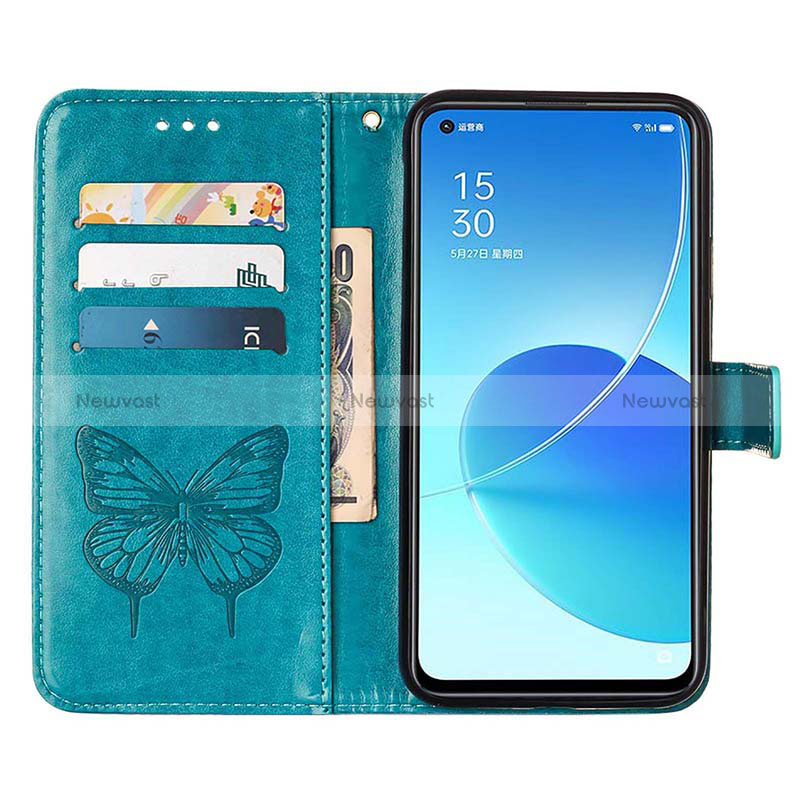 Leather Case Stands Butterfly Flip Cover Holder Y01B for Oppo Reno6 Pro+ Plus 5G