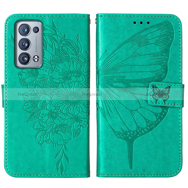 Leather Case Stands Butterfly Flip Cover Holder Y01B for Oppo Reno6 Pro+ Plus 5G