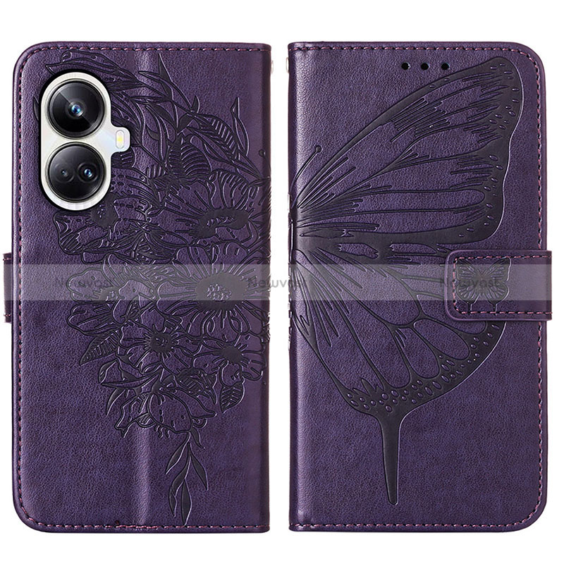 Leather Case Stands Butterfly Flip Cover Holder Y01B for Realme 10 Pro+ Plus 5G