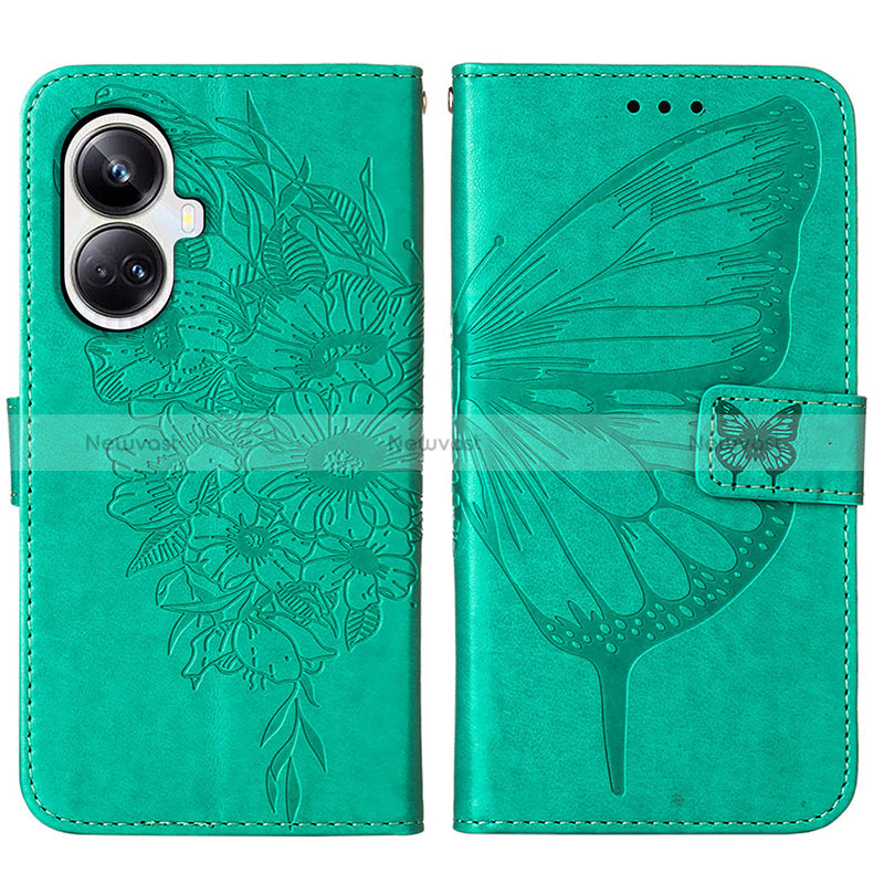 Leather Case Stands Butterfly Flip Cover Holder Y01B for Realme 10 Pro+ Plus 5G