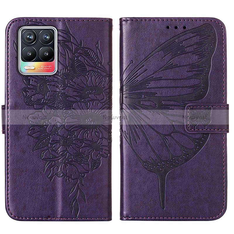 Leather Case Stands Butterfly Flip Cover Holder Y01B for Realme 8 4G