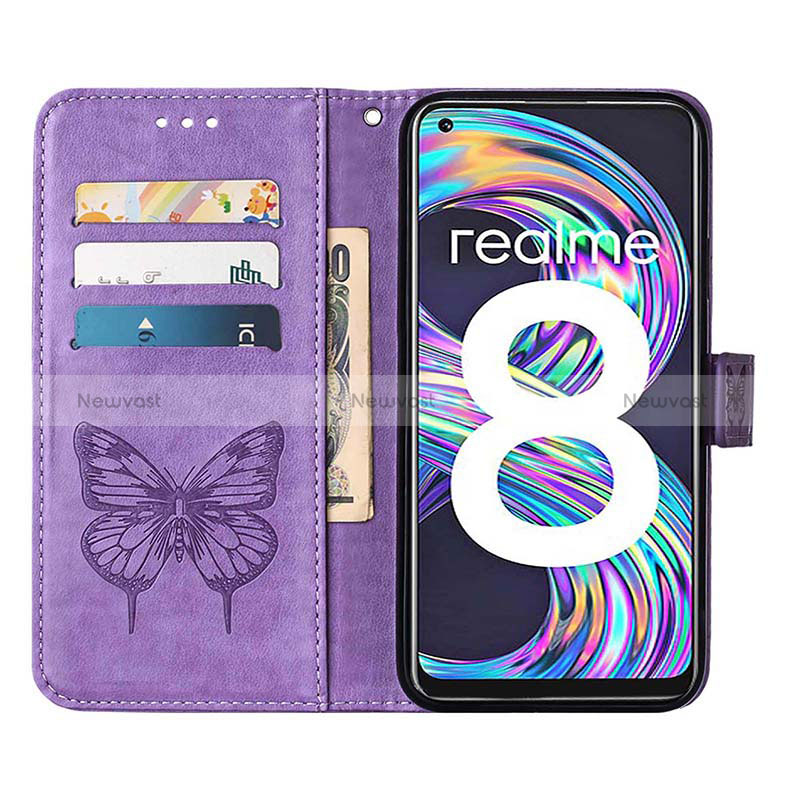 Leather Case Stands Butterfly Flip Cover Holder Y01B for Realme 8 Pro