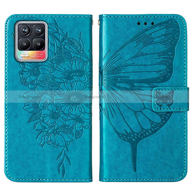 Leather Case Stands Butterfly Flip Cover Holder Y01B for Realme 8 Pro