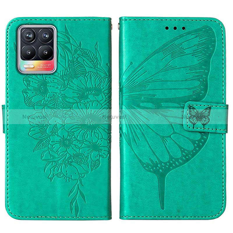 Leather Case Stands Butterfly Flip Cover Holder Y01B for Realme 8 Pro