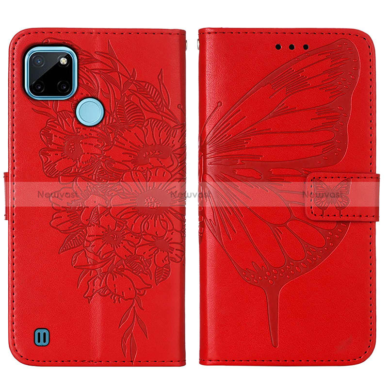 Leather Case Stands Butterfly Flip Cover Holder Y01B for Realme C21Y