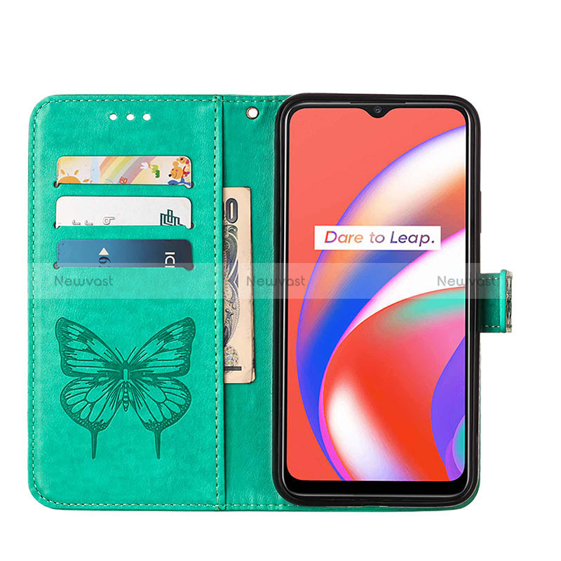 Leather Case Stands Butterfly Flip Cover Holder Y01B for Realme C25S