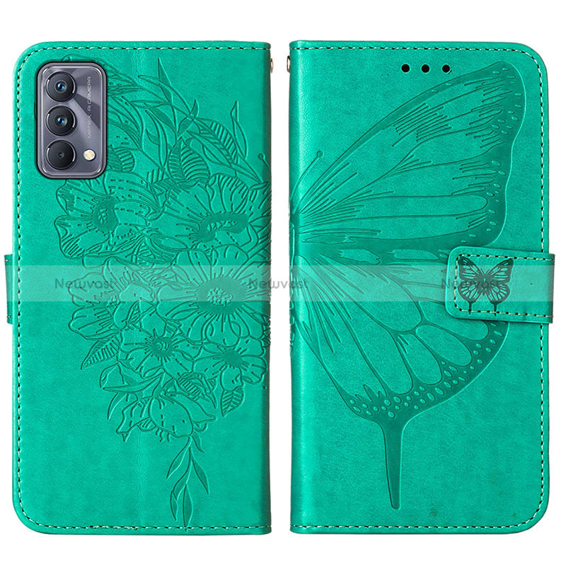 Leather Case Stands Butterfly Flip Cover Holder Y01B for Realme GT Master 5G Green