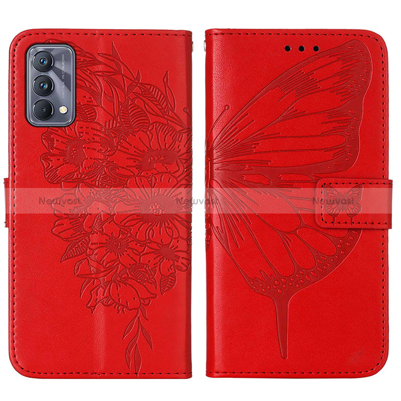 Leather Case Stands Butterfly Flip Cover Holder Y01B for Realme GT Master 5G Red