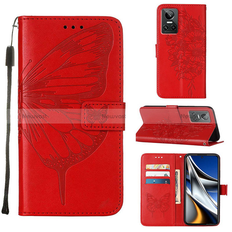 Leather Case Stands Butterfly Flip Cover Holder Y01B for Realme GT Neo3 5G