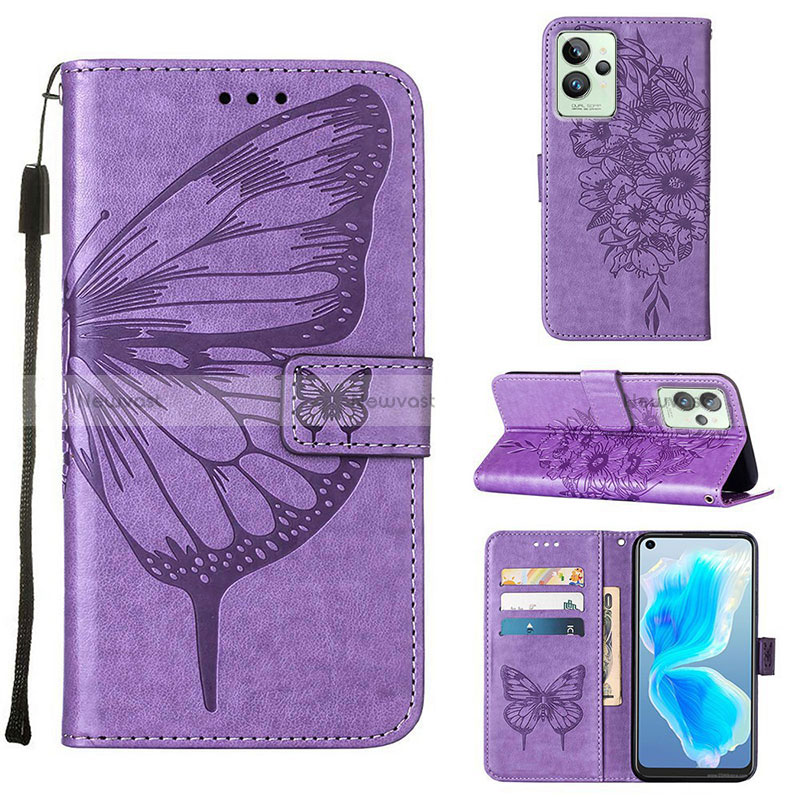 Leather Case Stands Butterfly Flip Cover Holder Y01B for Realme GT2 Pro 5G