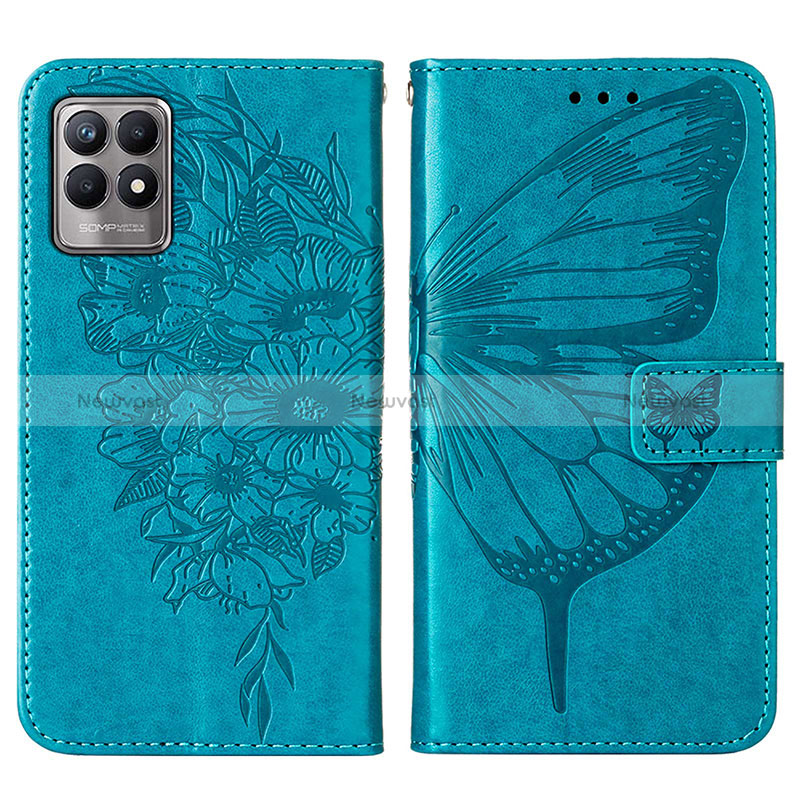 Leather Case Stands Butterfly Flip Cover Holder Y01B for Realme Narzo 50 4G Blue