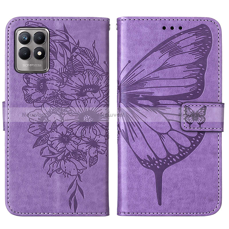 Leather Case Stands Butterfly Flip Cover Holder Y01B for Realme Narzo 50 4G Clove Purple