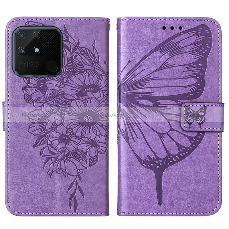 Leather Case Stands Butterfly Flip Cover Holder Y01B for Realme Narzo 50A