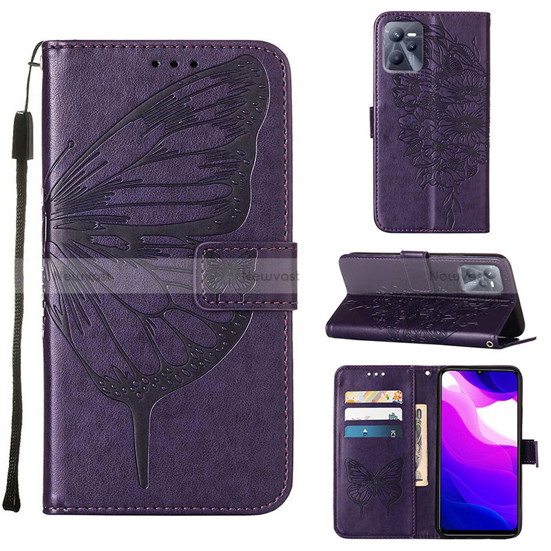 Leather Case Stands Butterfly Flip Cover Holder Y01B for Realme Narzo 50A Prime