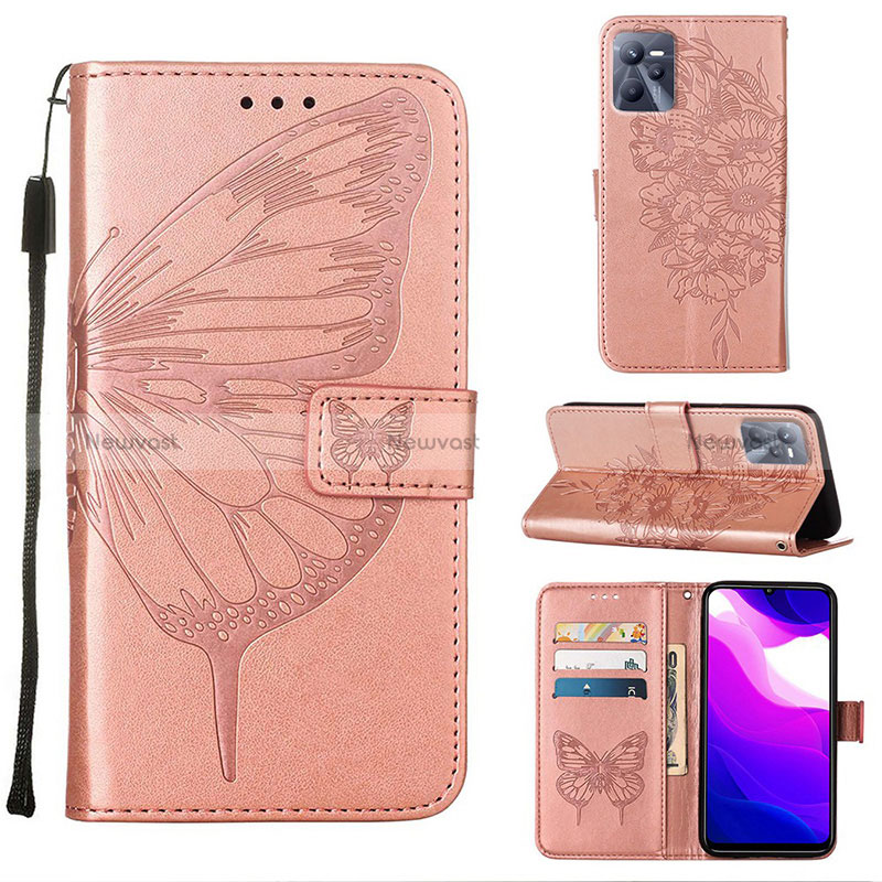 Leather Case Stands Butterfly Flip Cover Holder Y01B for Realme Narzo 50A Prime