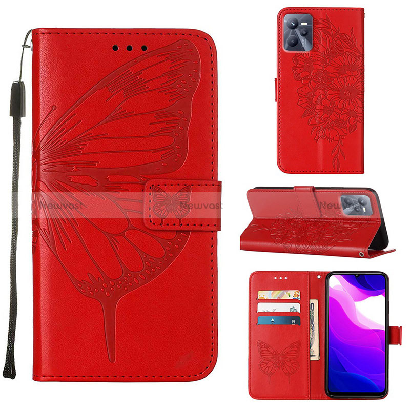 Leather Case Stands Butterfly Flip Cover Holder Y01B for Realme Narzo 50A Prime