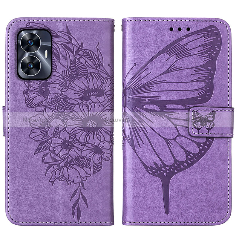 Leather Case Stands Butterfly Flip Cover Holder Y01B for Realme Narzo N55