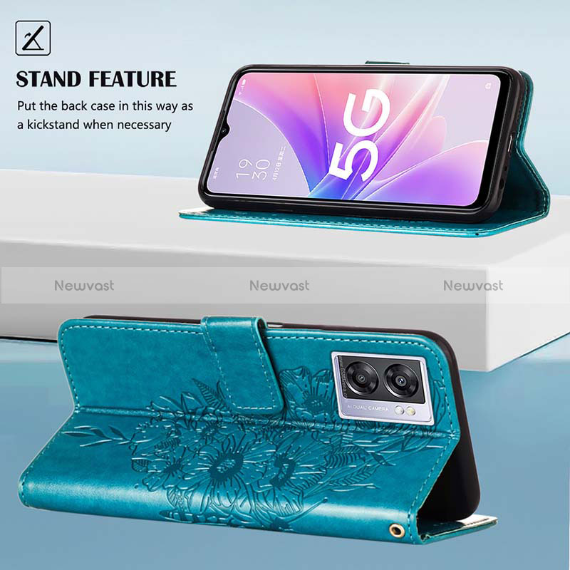 Leather Case Stands Butterfly Flip Cover Holder Y01B for Realme Q5i 5G