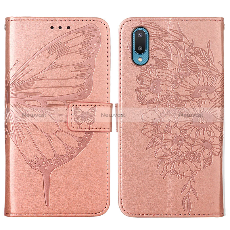 Leather Case Stands Butterfly Flip Cover Holder Y01B for Samsung Galaxy A02