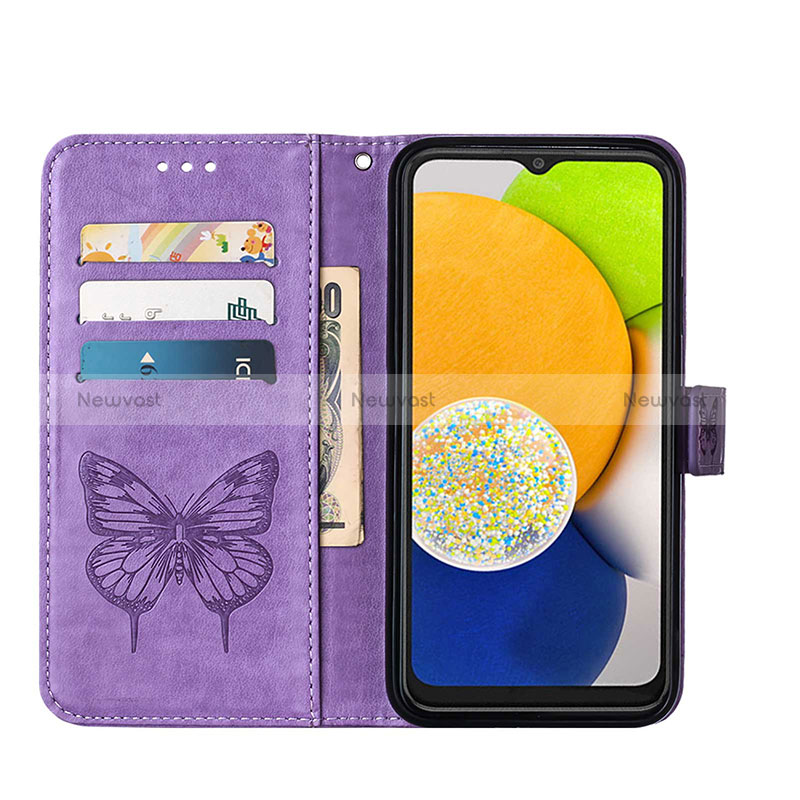 Leather Case Stands Butterfly Flip Cover Holder Y01B for Samsung Galaxy A03