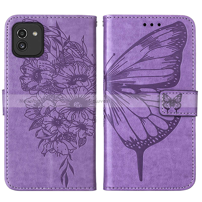 Leather Case Stands Butterfly Flip Cover Holder Y01B for Samsung Galaxy A03