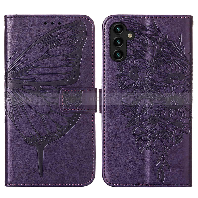 Leather Case Stands Butterfly Flip Cover Holder Y01B for Samsung Galaxy A04s Purple