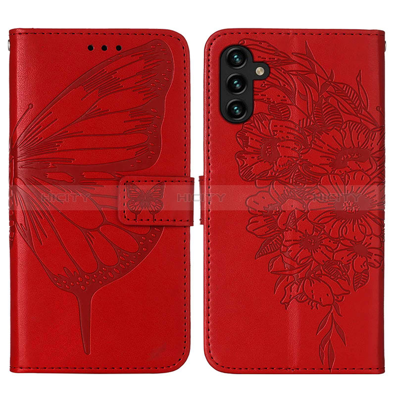 Leather Case Stands Butterfly Flip Cover Holder Y01B for Samsung Galaxy A04s Red