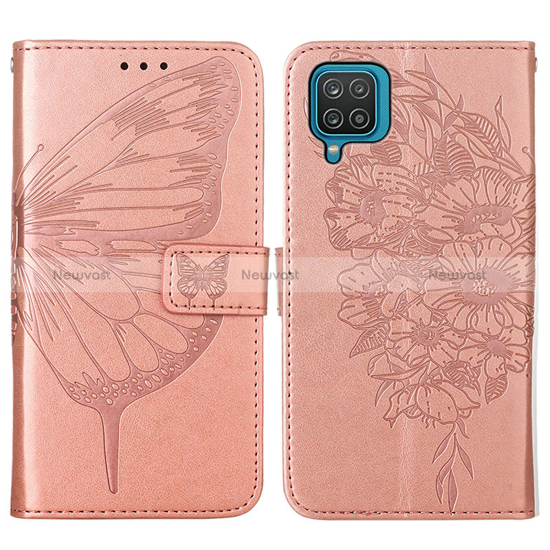 Leather Case Stands Butterfly Flip Cover Holder Y01B for Samsung Galaxy A12 5G
