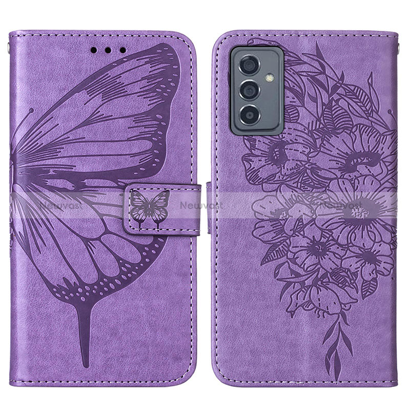 Leather Case Stands Butterfly Flip Cover Holder Y01B for Samsung Galaxy A15 LTE Clove Purple