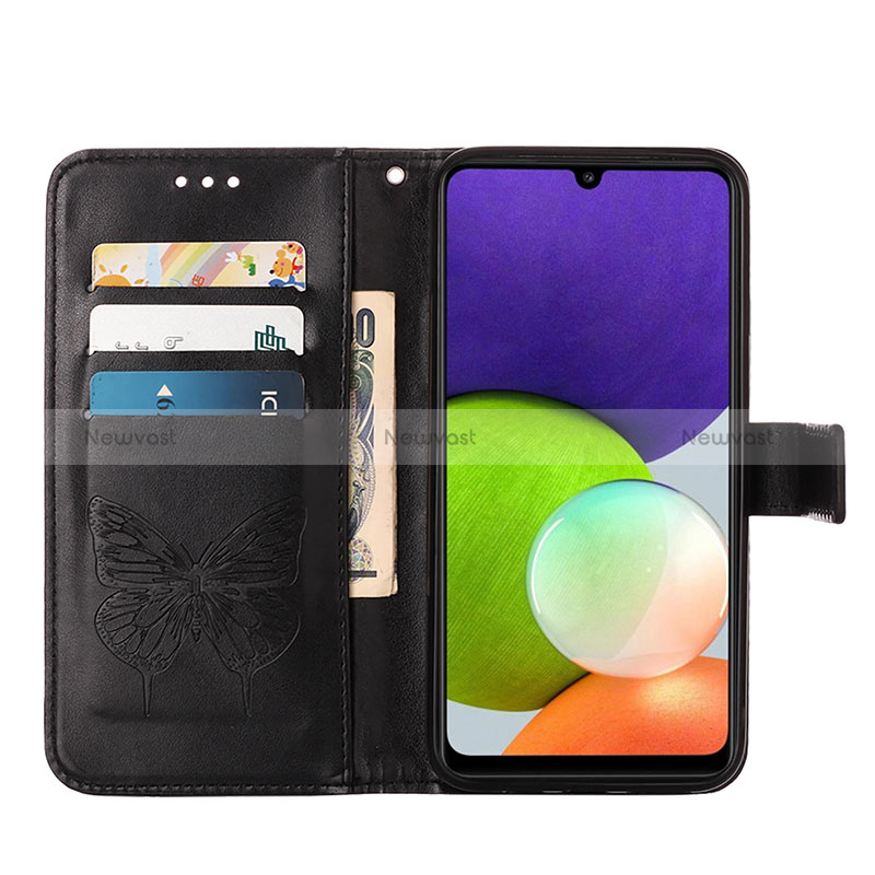 Leather Case Stands Butterfly Flip Cover Holder Y01B for Samsung Galaxy A22 4G