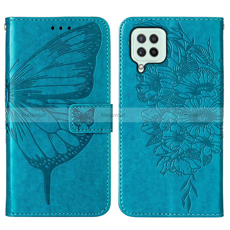 Leather Case Stands Butterfly Flip Cover Holder Y01B for Samsung Galaxy A22 4G