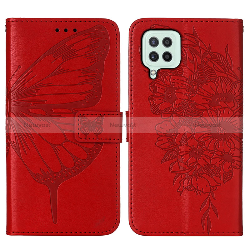 Leather Case Stands Butterfly Flip Cover Holder Y01B for Samsung Galaxy A22 4G