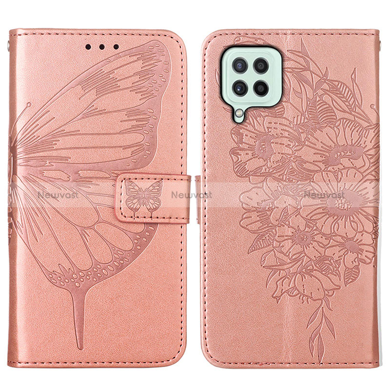 Leather Case Stands Butterfly Flip Cover Holder Y01B for Samsung Galaxy A22 4G