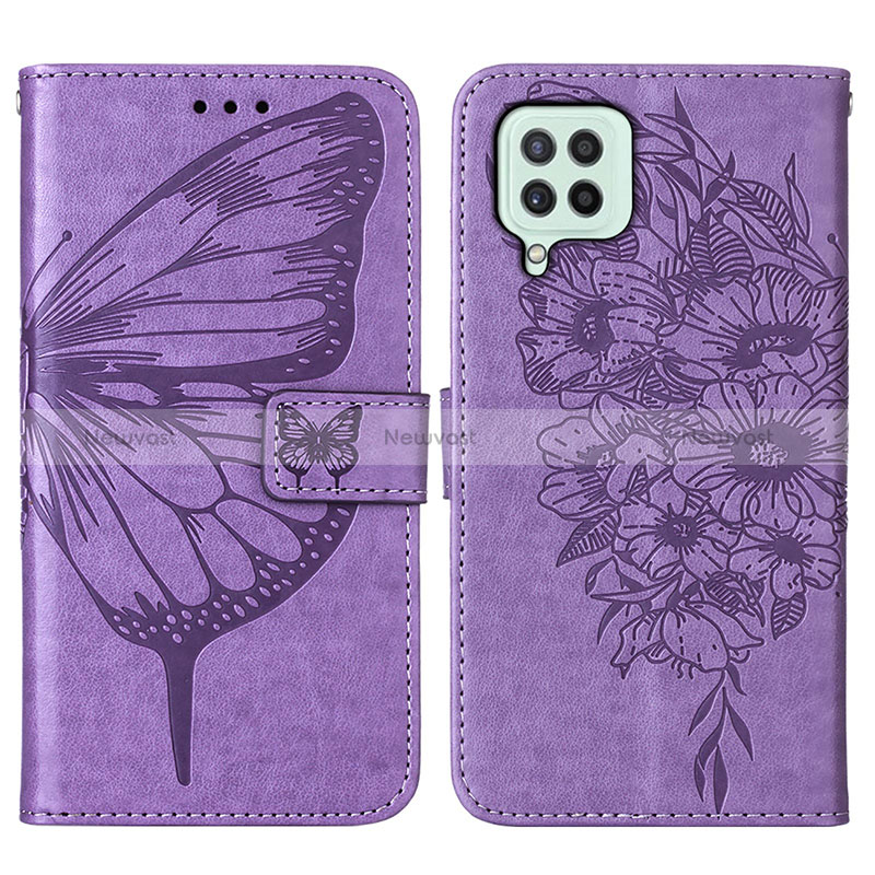 Leather Case Stands Butterfly Flip Cover Holder Y01B for Samsung Galaxy A22 4G