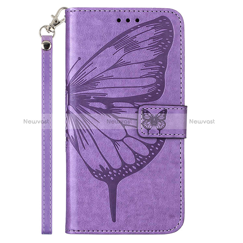 Leather Case Stands Butterfly Flip Cover Holder Y01B for Samsung Galaxy A23 4G Clove Purple