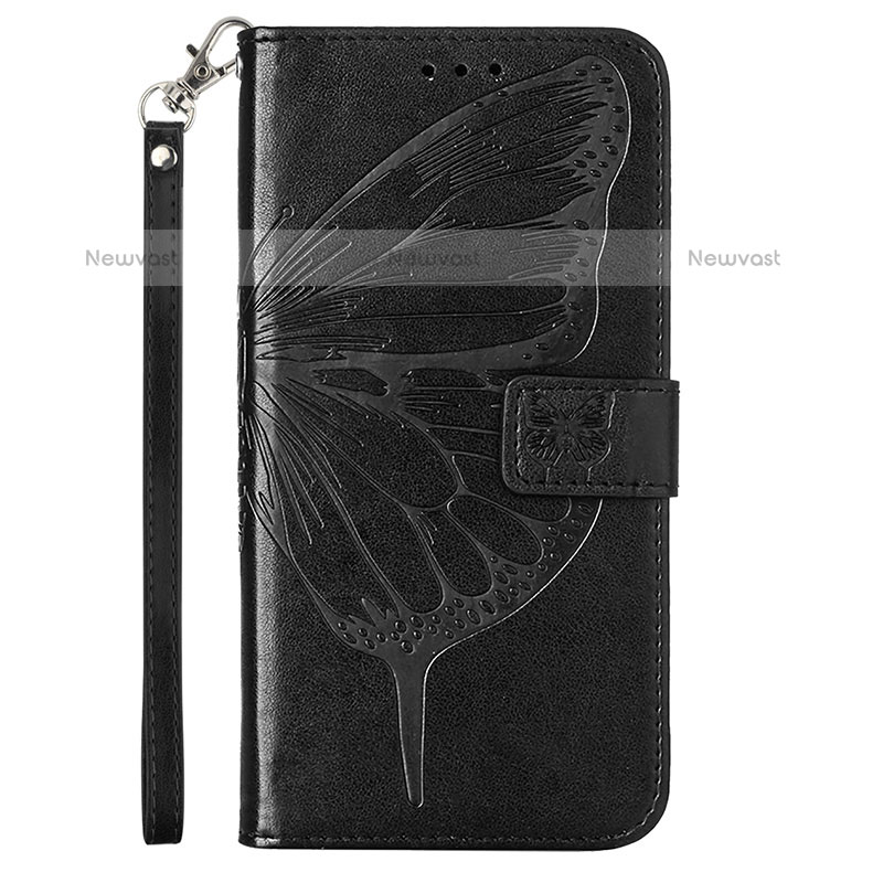 Leather Case Stands Butterfly Flip Cover Holder Y01B for Samsung Galaxy A23 5G Black