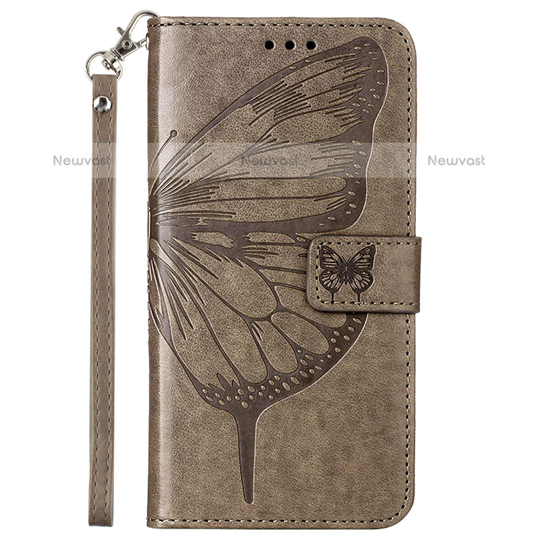 Leather Case Stands Butterfly Flip Cover Holder Y01B for Samsung Galaxy A23 5G Gray