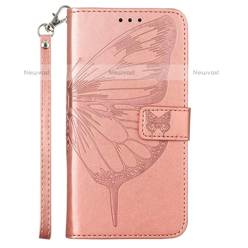 Leather Case Stands Butterfly Flip Cover Holder Y01B for Samsung Galaxy A23 5G Rose Gold