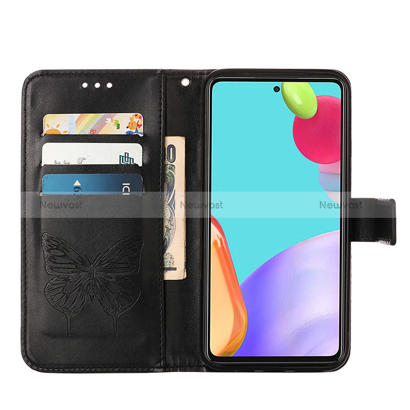 Leather Case Stands Butterfly Flip Cover Holder Y01B for Samsung Galaxy A52 5G