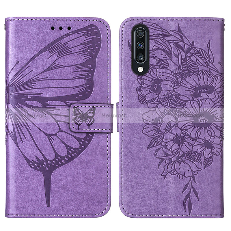 Leather Case Stands Butterfly Flip Cover Holder Y01B for Samsung Galaxy A70S Clove Purple