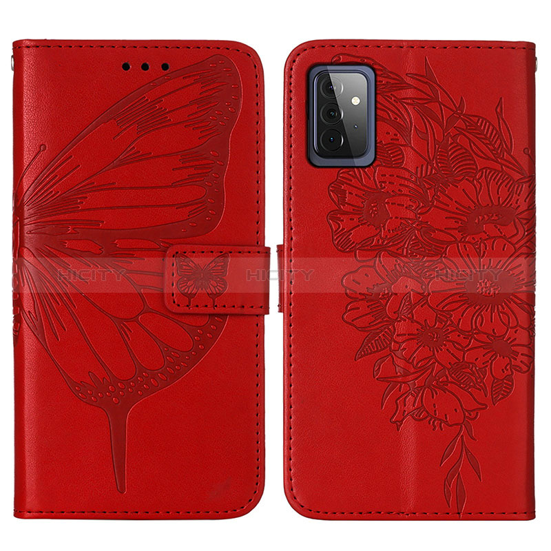 Leather Case Stands Butterfly Flip Cover Holder Y01B for Samsung Galaxy A72 5G Red