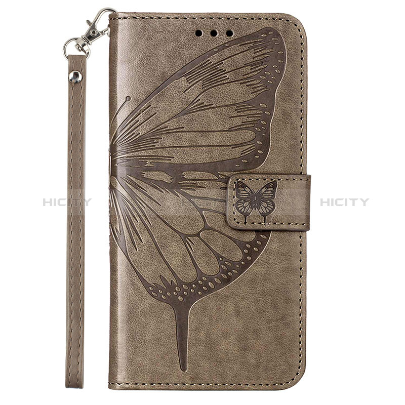 Leather Case Stands Butterfly Flip Cover Holder Y01B for Samsung Galaxy A73 5G Gray
