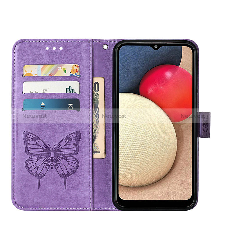 Leather Case Stands Butterfly Flip Cover Holder Y01B for Samsung Galaxy F02S SM-E025F