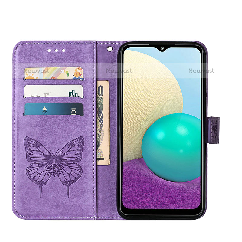 Leather Case Stands Butterfly Flip Cover Holder Y01B for Samsung Galaxy M02