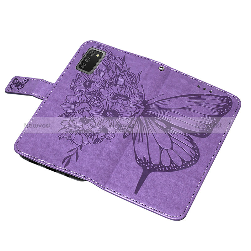 Leather Case Stands Butterfly Flip Cover Holder Y01B for Samsung Galaxy M02s