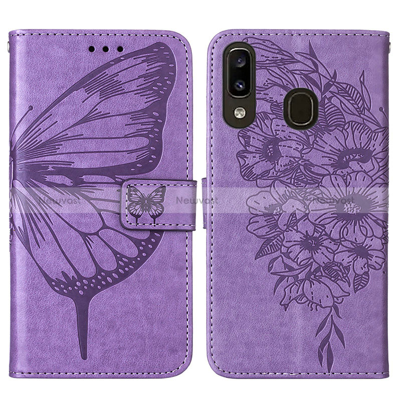 Leather Case Stands Butterfly Flip Cover Holder Y01B for Samsung Galaxy M10S