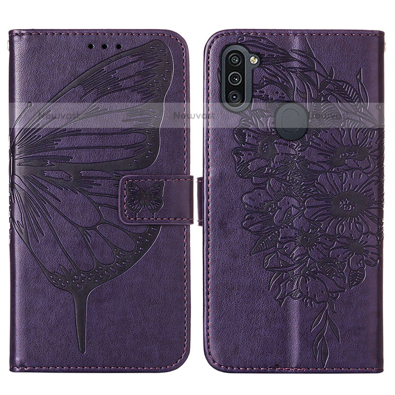 Leather Case Stands Butterfly Flip Cover Holder Y01B for Samsung Galaxy M11