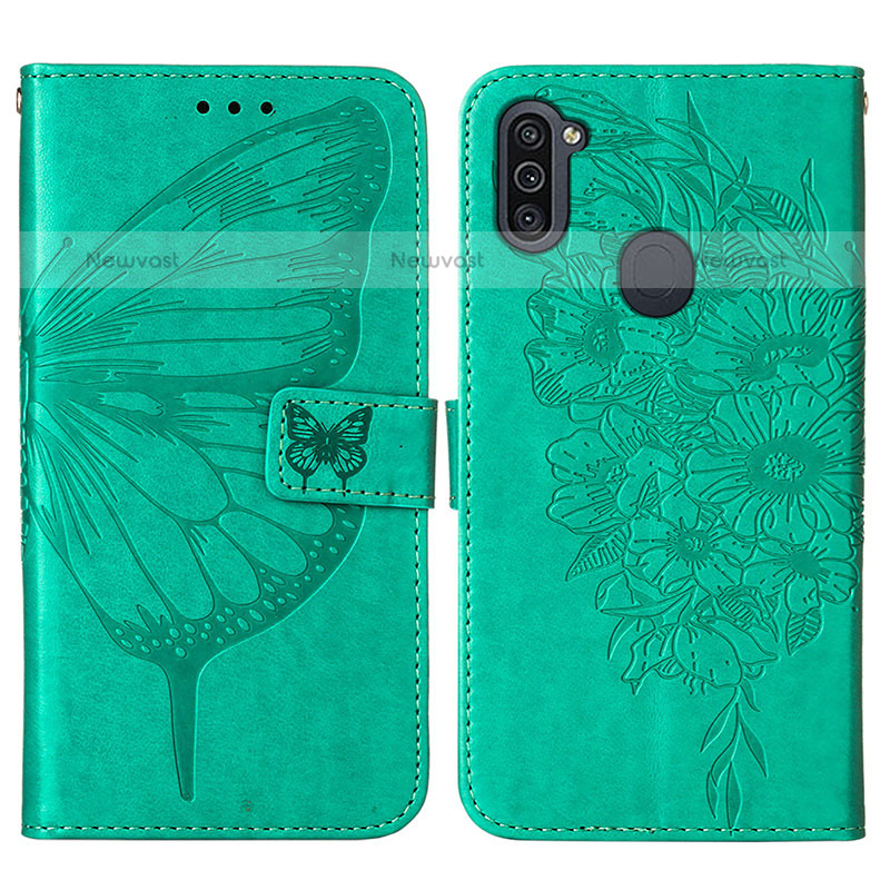 Leather Case Stands Butterfly Flip Cover Holder Y01B for Samsung Galaxy M11