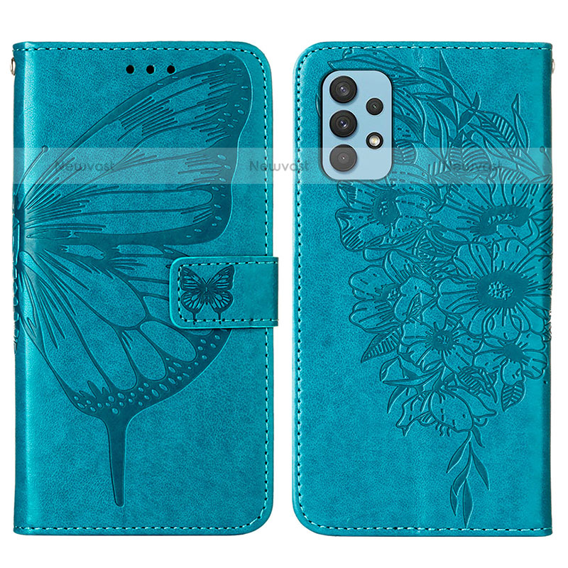 Leather Case Stands Butterfly Flip Cover Holder Y01B for Samsung Galaxy M32 5G