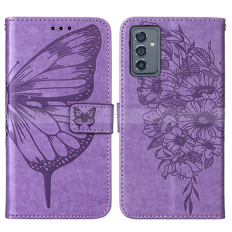 Leather Case Stands Butterfly Flip Cover Holder Y01B for Samsung Galaxy M54 5G Clove Purple